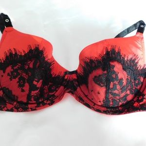 Victoria Secret eyelash lace BRA~red/black~36C